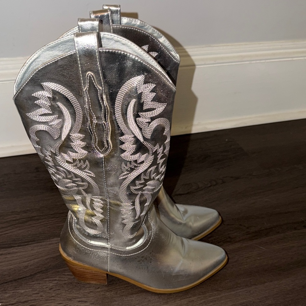 Silver Western Cowboy Boots